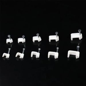 100pcs 6mm Round Steel Nail Cable Wire Wall Hanging Screw Clips Cable Clip For RG59 RG6 White High Quality Low Price Favorable