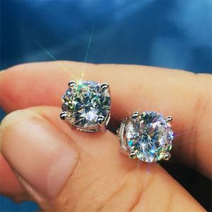 Handgjorda 4 Claws Earring 3CT Diamond 925 Sterling Silver Engagement Wedding Stud Earrings for Women Men Jhedn