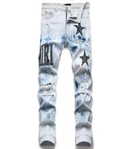 Мужские джинсы роскошная бренда мода классическая эластичная брюки повседневные брюки весеннее осень мотоцикл Boy Hip Hop Streetwear Корейская SLIM2860440