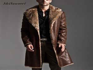 Ganz neue Mode Männer Winterfell Lederjacke Lange Schichten beide Seiten tragen dicke wasserdichte reversible Männer männlich plus4796157
