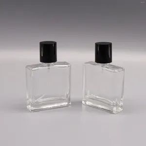 Storage Bottles 30ML Portable Perfume Dispenser Spray Bottle Flat Square Clear Glass Premium Cosmetic