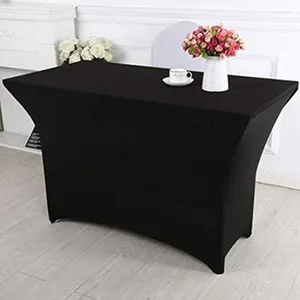 Masa bezi 1pc streç kapak açık hava düğün etkinliği dikdörtgen elastik masa örtüsü siyah beyaz kokteyl