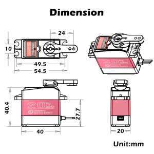 DS3218 Pro Waterproof Servo 20 kg 180 270 graders höghastighet servo metall Gear Digital Servo RC Servo för 1/8 1/10 skala RC -bilar