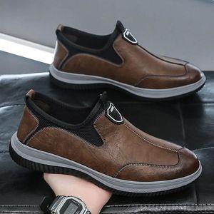 Mens sapatos de couro para homens sapatos de costura originais mensais sapatos de couro casual sapatos de plataforma respirável 240516