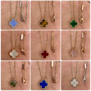 Jewlery designer for women Four Clover Necklace silver chain chain men Simple Flower Rhinestone Necklace Gold Plated double-sided Round Necklace festival gift