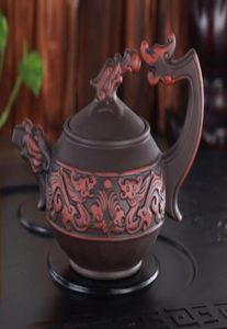 Rare Chinese handmade Lifelike Dragon of yixing zisha Purple clay teapot5555252