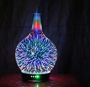 7 Color Light 3D Glass Vase Aromatherapy Essential Oil Aroma Diffuser Changing and Waterless Auto Shutoff Cool Mist Humidifier Y21918542