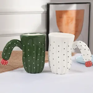 Tassen Nordic Creative Cartoon Cactus Keramik Becher Paar Geschenkbecher Süßes weißes Porzellan Esstisch Dekoration Kaffee