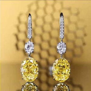Oval Topaz Dangle Earring 925 Sterling Silver Party Wedding Drop earrings for Women Bridal Promise Jewelry Gift Jvuqw