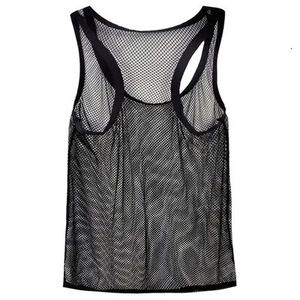 Mens Vest Large Mesh Breattable Sexy Camisole Tank Top underskjorta Kläder Män ärmlösa skjortor Singlet Fitness 240524