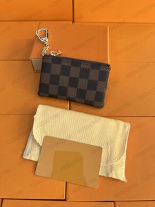 Kvinnors nyckelmynt handväska herr plånbok svart blommakort hållare nyckelring äkta läder lyxdesigner plånbok små zippy plånböcker mynt pursar korthållare nyckelpåse