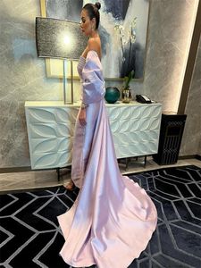 Vestidos de festa moda moda elegante lavanda sereia alça de arco knot capa esfregando piso dubai feminino árabe vestido de noite de casamento