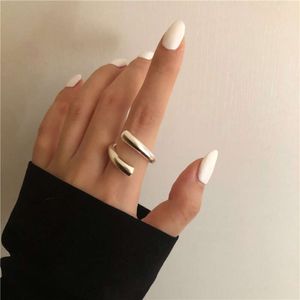 silver ins Sterling niche designer with a sense of luxury interwoven hollowed out trend personalized irregular curve opening ring personlized irregulr