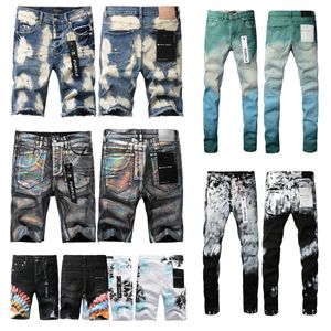 Mens Purple Jeans Designer Brand Jeans Fashion Religion Pants Hole Anganited Bikers strappato Domeni Denim Cargo Man Black Sude Black Punk Shorts