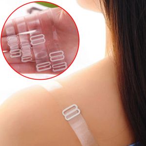 2pcs Clear tiras de sutiã transparente invisível destacável Silicone ombro de ombro de ombro feminino sugestão acessórios