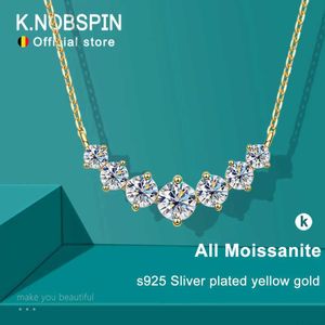 Pendant Necklaces KNOBSPIN D VVS1 Moissanite Pendant Necklaces for Women Trendy Party Jewelry GRA Certified 925 Sliver Plated Yellow Gold Necklace Q240525