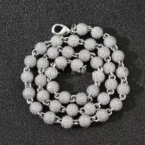 Hiphop smycken män kvinnor guld pläterad prong diamant 8mm runda pärla zirkonia armband isad ut kulkedjelänk