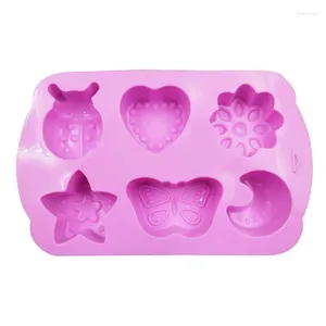 Moldes de cozimento Flower Silicone Mold Pan com flores de rosas e pentagrama de insetos cardíacos para cubos de gelo de casas de chocolate Muffins