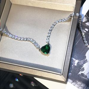 Trendy Emerald Chocker Necklace 925 Sterling Silver Chains Wedding Pendants Necklace For Women Heart Party Jewelry Adqvo