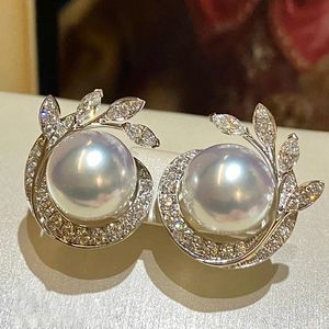 Luxo brinco de brinco de pérolas de diamante branco preenchido com jóias de noivado de casamento para mulheres Presente de aniversário de noiva nrjwf