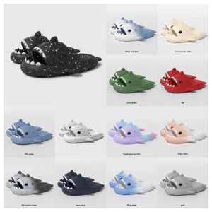 New Luxury designer women sandal Summer Shark Slippers Men Couples Indoor Outdoor Shark Slides Thick Soled Shoes Sandals black blue Gradient Flip Flops