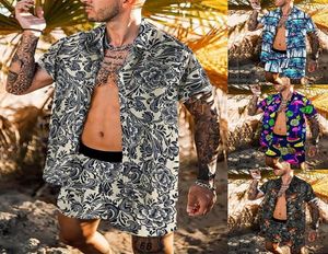 MEN039S TODUARS 2022 Summer Men Shorts Sets Streetwear Printing krótkie rękawowe plaża Męska koszula hawajska guzika swobodna ścieżka 7750918