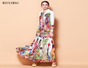 الجودة العالية أحدث مدرج الموضة تراجع عن طوق Maxi فستان Women039S Long Sleeve Retro Art Printed Dression Long Tws T5192118356
