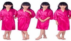 Silk Satin Wedding Bride Flower Girls Robe Solid Bathrobe Short Kimono Robe Night Bath Fashion Dressing Gown Rose3463950