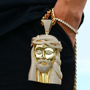 Benutzerdefinierte kubanische Verbindung Kette Schwere Stiftketten Designer für Männer Schmuck Top -Qualität Eced Out Bling HipHop Schmuck große Größe Gold Plattierkette Jesus Jesus