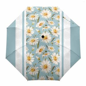 Umbrellas Easter Daisy Texture Blue Spring Outdoor Fully-automatic Folding Eight Strands For Adults Printed Umbrella