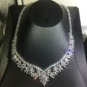 Big Flower Necklace Marquise Cut 5a Cz White Gold Filled Party Wedding Necklace For Women Bridal Fashion Jewelry Inogp