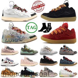 Luxus-Kleiderschuhe Designer Leder Curb Sneakers Pairs Männer Frauen Schnüre-up Außergewöhnliche Trainer Kalbsleder Gummi-Nappa-Plattform-Plattform Outdoor Classic Schuh 35-46