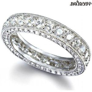 VECALON Vintage Eternity Promise Ring 925 Sterling Silver Aaaaa CZ Fambata Fambata per donne Gift di gioielli per le dita delle feste xbvig