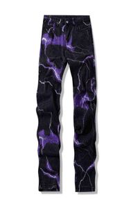 2021 Vibe Style Lightning Print Tie Dye Men Straight Y2K Jeans Trousers Hip Hop Vintage Harajuku Women Denim Pants Ropa Hombre H226098035