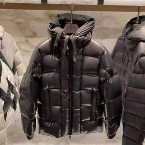 Herrarna ner parkas vinter mens jacka huva skjorta fast färg tjock 95% vit down jacka casual jacka dammväska drag slitage q240525