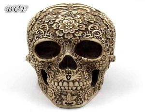 BUF Modern Resin Statue Retro Skull Decor Home Decoration Ornaments Creative Art Carving Sculptures Model Halloween Gifts 2108271947110