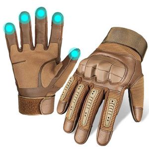 Sporthandskar Militära taktiska handskar Mens Motor Cycle Full Finger Protective Gloves Combat Driving Hunting Camping Cykelhandskar Q240525