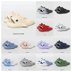 New top Luxury designer woman sandal Summer Shark Slippers Men Couples Indoor Outdoor Shark Slides Thick Soled Shoes Sandals black Gradient Flip Flops