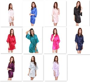 11色の女性女性ソリッドプレーンレーヨンシルクショートローブパジャマランジェリーナイトドレス着着ガウンPJSドレスエレガントM0104398650