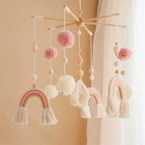 Mobiles# Baby Mouse Toy 0-12 meses Tassel arco-íris de madeira móvel caixa de música neonatal cama de sino pendurada brinquedo bebê brinquedo de berço q240525