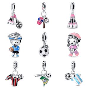 High Quality Sterling Silver Pandore Charm Sports and fitness football beads Bracelet Beads Pendant