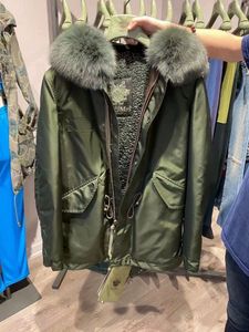 Men Fur Coats Women MR MRS Couple Army Green Fur Collar Coat