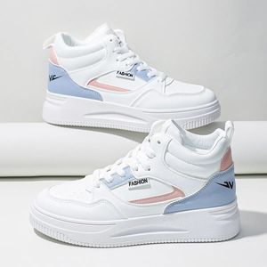 Women White Colorblock Schnürung vorne Skateschuhe Hightop Sneakers Leichte Arbeiten für den Innenraum im Freien im Freien 240524