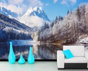 Обои папель де Парде Зимний пейзаж с озером и снегом