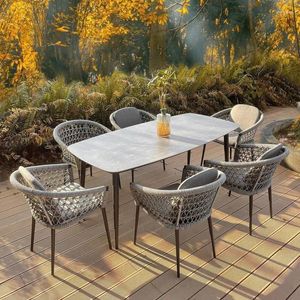 Camp Furniture Luxury Modern Outdoor Patio Aluminum Garden Dining Set Out Door Sets Table With Chairs