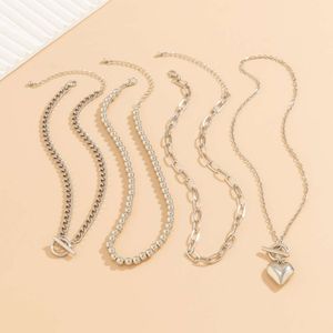 Hop Minimalist Hip Bead Set Women s Versatile Geometric OT Buckle Short Love Necklace Jewelry Veratile