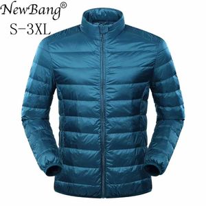 Herren Down Parkas Neugeborene Federjacke Herren Ultra Light Down Jacket Herren Winterjacke Entenstil Windschutz Kragenpark mit Handtasche Q240525