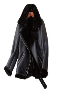 Women039s Leather Faux leatherr Ailegogo 2021 Winter Coats Women Thick Faux Furs Sheepskin Coat Female Fur Jackets Aviator Ja8259460