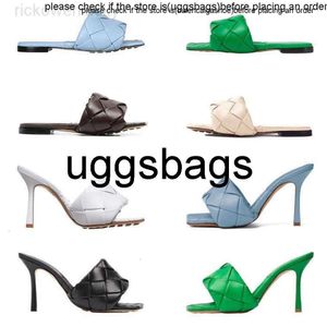 Bottegaa Shoesデザイナーセクシーなフラットスライドリドサンダル織物女性スリッパイントルキートナッパスクエアスールシューズレディースウェディングハイヒール薄いポンプSA