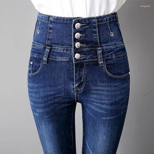 Kadınlar kot 2024 Moda Kadınlar Yüksek Bel Kalem Pantolon Sıradan Slim Ladies Kargo
